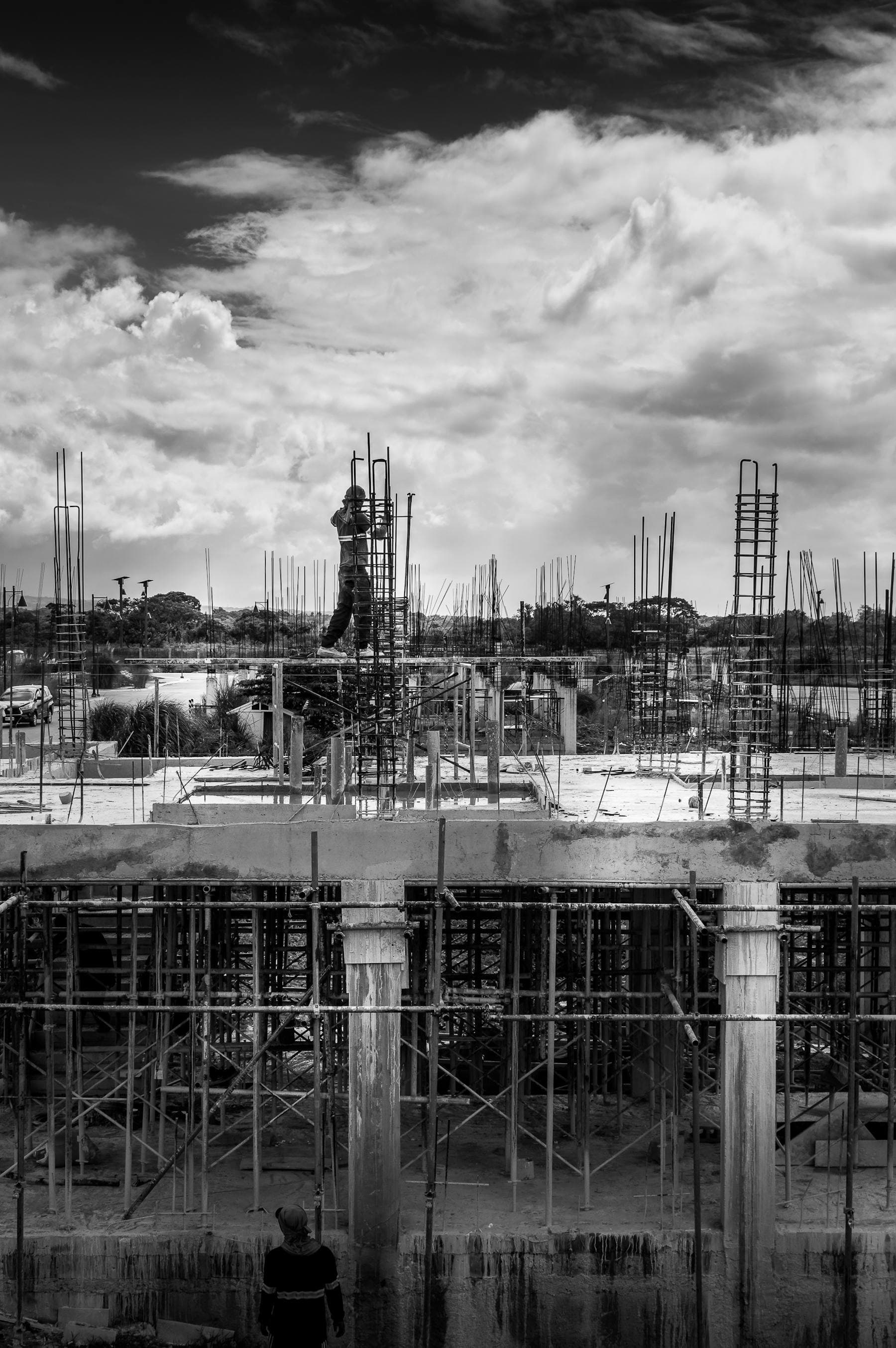 Scaffolding access work on a construction project